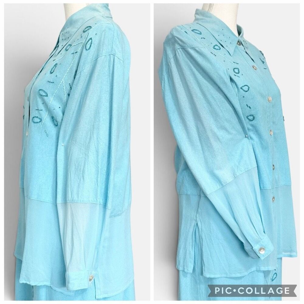 Lutar Silk Aqua Maxi Dress Set Sz M *Fading - Picture 5 of 10